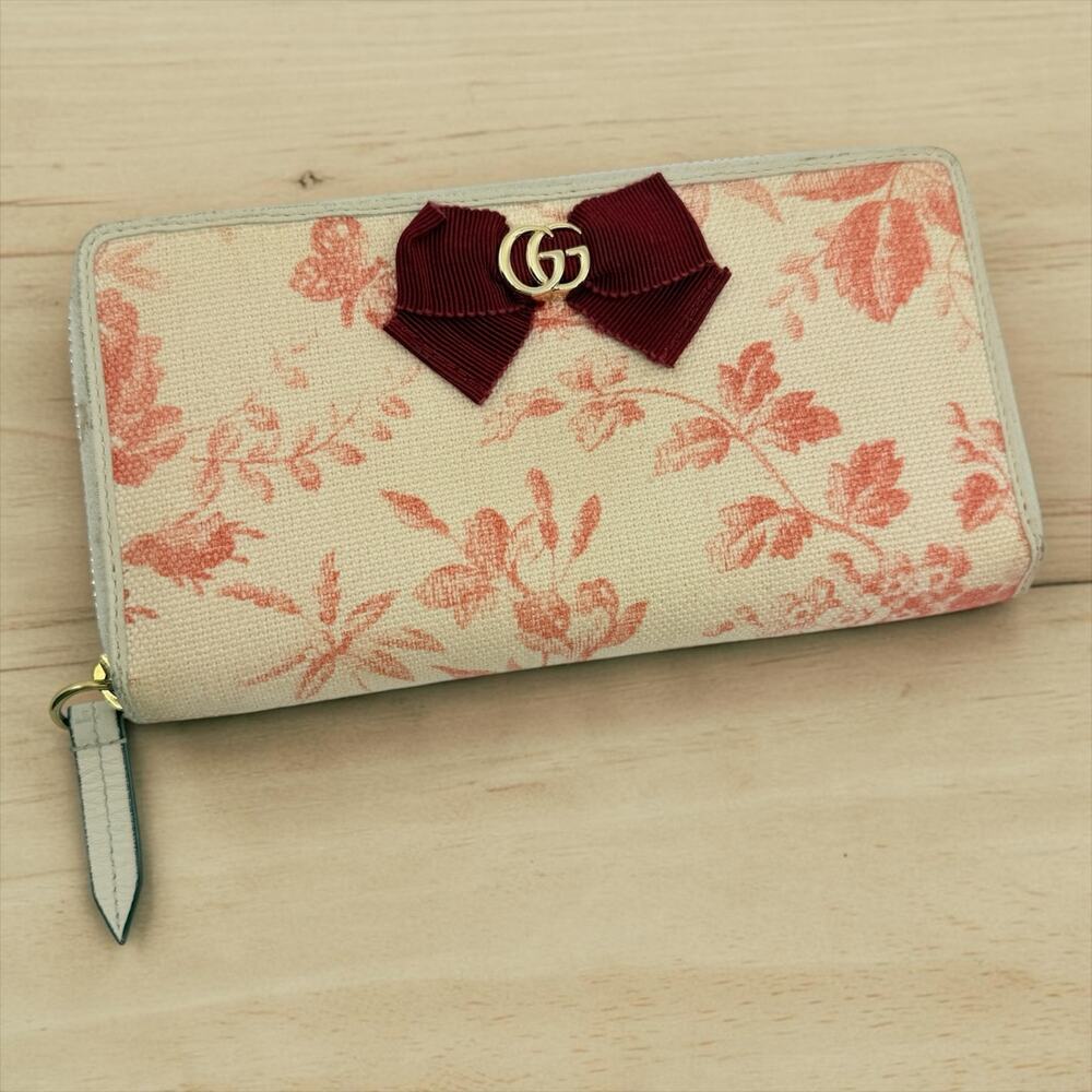 Gucci Canvas Herbarium Print Long Zippered Wallet